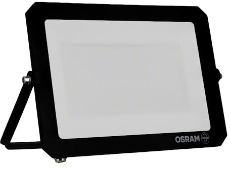 Osram Projecteur LED LUX moderne 100 W, 9 000 lm, 4 000 K, IP65, aluminium noir, spot extérieur, verre dépoli