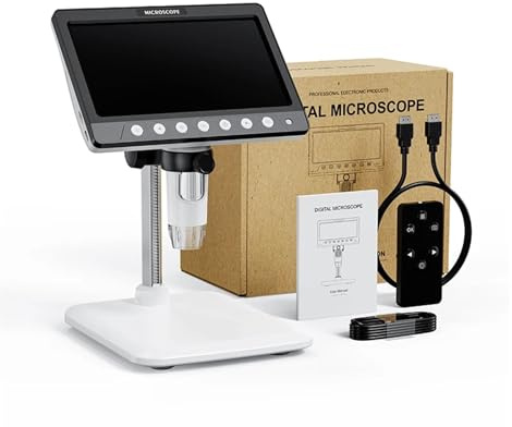 Digital Microscope 7'' IPS Screen 1200X Coin With 8 LEDs 5MP HD Soldering For Electronics,PCB, Repair