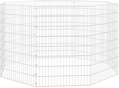 Galvanised Iron Rabbit Hutch 8-Panel Pet Cage, 54x80 cm Free Range Animal Enclosure, DIY Assembly Animal Run Cage for Play and Rest