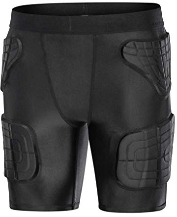 Topeter Padded Compression Shorts for Snowboarding, Baseball for Young Girls Butt Protector with Protective Gear(YM, Black)