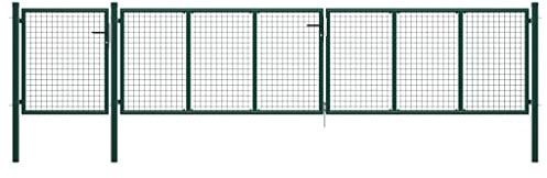 vidaXL Garden Gate Steel Fence Doors Garden Fencing Porch Entrance Yard Lawn Outdoor Driveway Pedestrian Gates 500x75cm Green