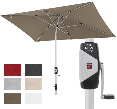 Knirps Automatic Sonnenschirm 260x165cm Taupe I innovativer UV-Schutz mit automatischem Öffnen & Schließen I stabiler Gartenschirm I Terrassenschirm kompakt I große Schirmfläche