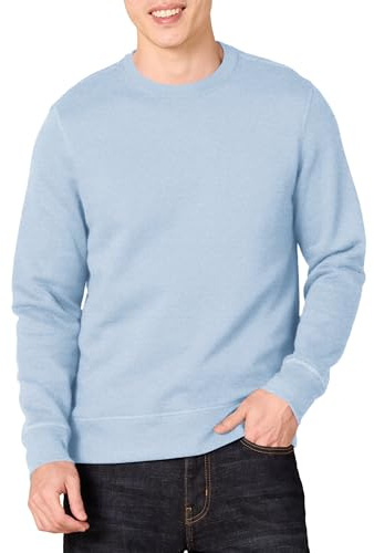 Amazon Essentials Men's Fleece Crew Neck Sweatshirt (Available in Big & Tall), Light Blue Heather, L