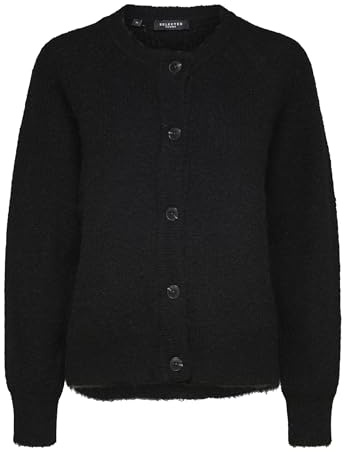 SELECTED FEMME Damen Slflulu Ls Knit Short Cardigan Noos Strickjacken, Black, XL EU