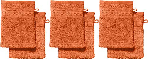 REDBEST Waschhandschuhe, Waschlappen 6er-Pack Chicago Terra Größe 15x21 cm - saugstark, strapazierfähig, ideal für Reisen, Sport (weitere Farben)