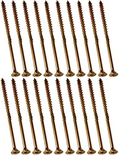 AERZETIX - C44474 - Juego de 20 - Tornillos para madera Ø5x100mm cabeza fresada con huella estrella T25 - acero cincado amarillo - montaje rosca sujeción fijación carpintería contrachapado aglomerado