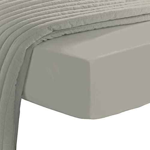 Pizuna Baumwoll-Spannbettlaken mit Fadenzahl 800 Silber 150x200, 100% langstapeliges Baumwoll-Spannbettlaken, Mako-Satin-Gewebe-Bettlaken ideal für MatratzengröÃŸen 135x200cm, 140x200cm & 145x200cm