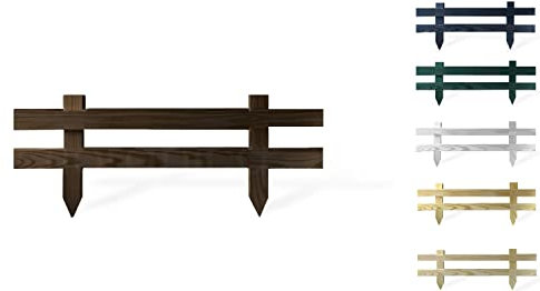Floranica Liten trädgårdsstaket 1 st. 20 cm x 50 cm brun – Mini stickstaket, dekorativt staket, friesiskt staket, spjälstaket, för nedstickning, trädgårdsstaket, rabattstaket, impregnerat furuträ