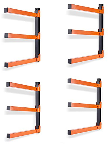 Ultrawall Wall Mount Wood Organizer and Lumber Storage Metal Rack with 3-Level - Indoor & Outdoor Use, 4 Pack