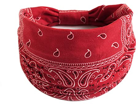 scicent Bandana Printed Headbands for Women Red Boho Hair Scarfs Soft Elastic Hair Bands Yoga Running Hair Wrap No Slip Head Band Fashion Hair Accessories for Girls 30