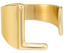 doble aro - Anillos Mujer con Letras de la A a la Z - Anillo de Mujer Ajustable - Anillos Mujer de Acero en baño de oro 18Kt con letras iniciales. Anillo Letra L en Acero y acabado en Oro.
