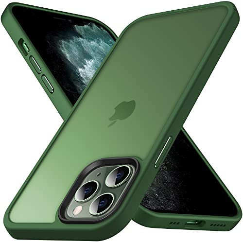 Anqrp Zero Seriesr Kompatibel mit iPhone 11 Pro Max Hülle, Minimalistische Transluzente Matte Schutzhülle, Military Grade Eckige Handyhülle für iPhone 11 Pro Max mit Flüssigsilikon 6.5‘’, Dunkelgrün