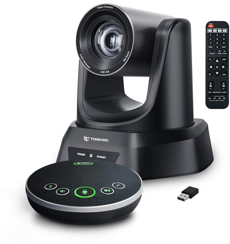 TONGVEO HDMI 20X PTZ-Kamera-Konferenzraumsystem mit Bluetooth-Mikrofon, USB3.0 60fps Videokamera-Zusammenarbeit für Bildung, Kirchen-Streaming für Teams, Zoom, PC (UVC1.1