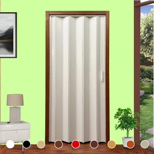 Puerta plegable en conjunto Lorella dimensiones H 220 cm ancho 82/94/107/120/132/145 cm para el corte y montaje de los colores instrucciones de montaje tornillos e imágenes