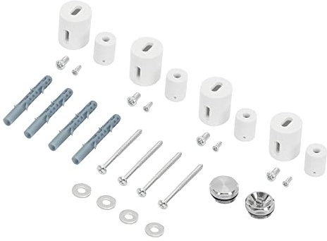 LuxeBath Support pour Radiateur Design de Salle de Bain - Blanc- Matériel de Montage: Supports Muraux, Vis et Chevilles, Vis de Support, Rondelles, Vanne de Purge 1/2 Pouce, Obturateur 1/2 Pouce