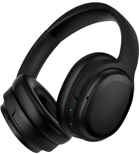 Commalta Hybrid Active Noise Cancelling Bluetooth Headphones, Over Ear Wireless Headphones with Bluetooth 5.2, Immersive Sound and Deep Bass, 30 Hours Playtime, True Black
