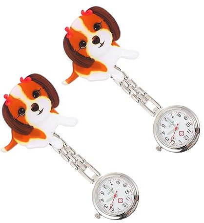 SAFIGLE 2stücke Taschenuhr Mit Cartoon-Hund-Design Arzt-taschenuhr Untersuchungs-brustuhr Hochwertige Verarbeitung Einfach An Hosentasche Befestigen