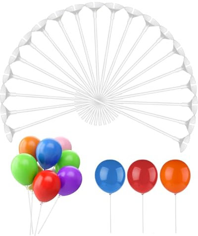 TPZORJX Asta per palloncino 32 cm, aste di supporto per palloncino compleanno, bastoncini di palloncini riutilizzabili, porta palloncino per compleanno, matrimonio, anniversario, articoli per feste