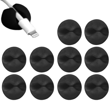 Confezione da 10 mini fermacavi adesivi per auto, antipolvere, per la gestione dei cavi, per comodino, scrivania, casa, cubicolo, interni