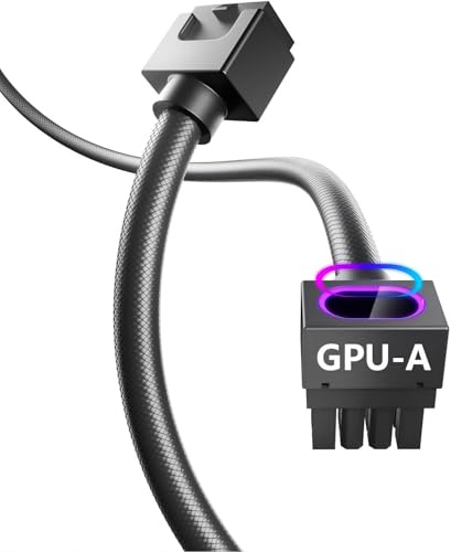 AsiaHorse Hydrus 8-Pin GPU Verlängerungskabel [TYP A - CLIP UNTEN], PCIE-Stromkabel für Grafikkarte (NICHT FÜR CPU), 18AWG Sleeved, 5V ARGB Sync - Schwarz