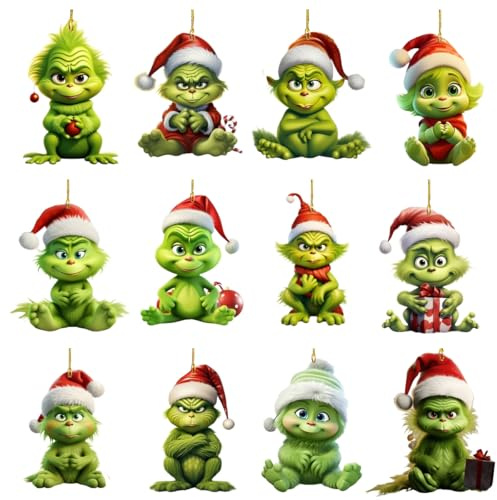 12 Piezas G-rinch Navidad Decoracion, G-rinch Adornos Arbol Navidad, Adornos De Navidad para El Arbol, Decoracion árbol De Navidad, G-Rinch Adornos Navideños Manualidades