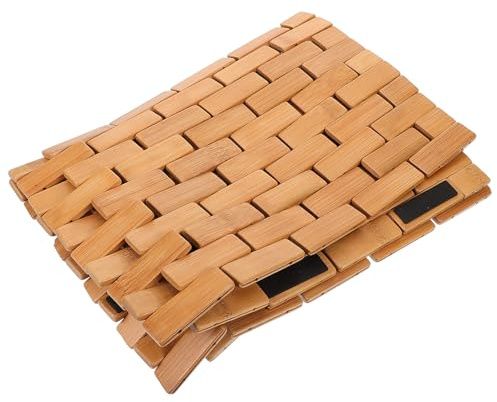 GOOHOCHY Alfombra de Bambú Antideslizante para Ducha y Baño Esterilla Natural Resistente al Agua Fácil Limpieza Secado Rápido para Hogar Hotel y Entrada