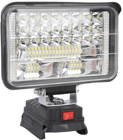 Badafaci Sladdlös LED-arbetslampa, 50W 5400LM 6000K Vit Batteridriven Strålkastare med 2 USB-laddningsportar, för GBA18V80 GBA18V40 GBA18V120 BAT612 BAT611 BAT610 BAT610G 18V Batteri