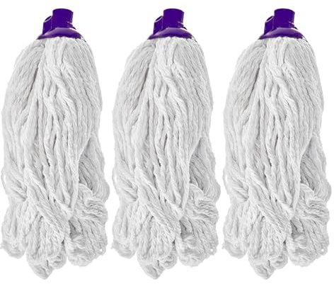 HV - Fregona de Hilo Largo - Set de 3 - Blanca - Hecha en España