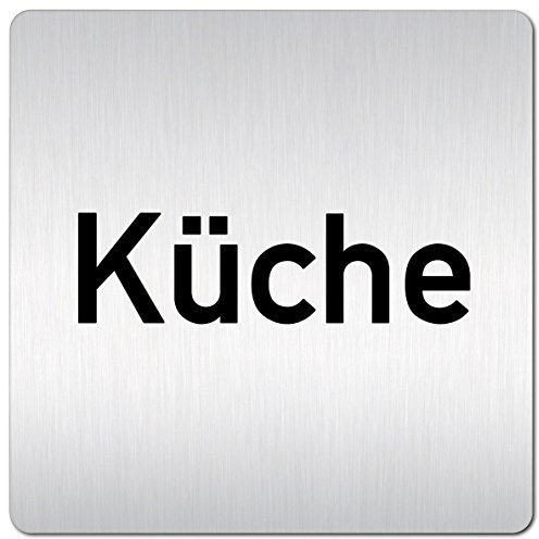 Türschilder24 XXL Schild - Türschild (B) • 125 x 125 mm • Küche • 1,5 mm Aluminium Vollmaterial • 100% Made in Germany (Küche Text)