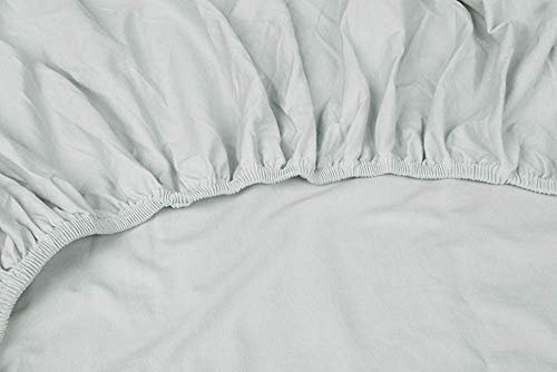 Kayori Shizu Perkal Splittopper Boxspringbettlaken 12cm Steg Größe 180x200-220cm Farbe Silbergrau Uni Einfarbig Topper Boxspringbett Baumwolllaken Betttuch Percale-Baumwolle Spannbetttuch