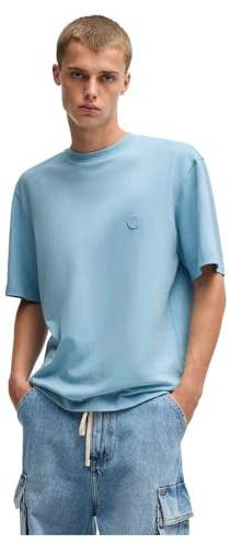 HUGO Mens Niley Cotton-Jersey T-Shirt with Happy Logo