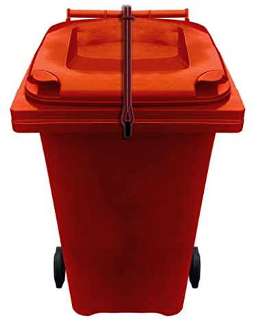 Wheelie Bin Strap Lock Strap in RED - NO DRILLING, NO GLUEING - Easily Fitted