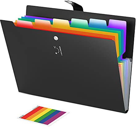 ABClife Trieur 7 Compartiments A4, Plastique extensible accordéon dossiers de fichiers Document Organiseur A4 Classeur et trieur à documents 7 poches avec fermeture Snap pour l'école et bureau