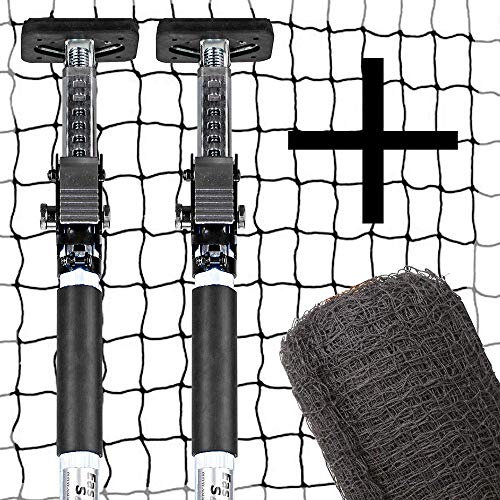 ALLEGRA Katzenschutznetz für Balkon und Fenster, Set mit 2X AB-290W (160-290cm) Spannstangen und 1x Schutznetz 6x3m schwarz drahtverstärkt, zum Klemmen ohne Bohren