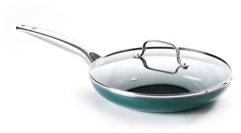 Blue Diamond Cookware Diamond Infused Keramik Antihaftbeschichtung, 25,4 cm Bratpfanne mit Deckel, PFAS-frei, spülmaschinenfest, ofenfest, grün
