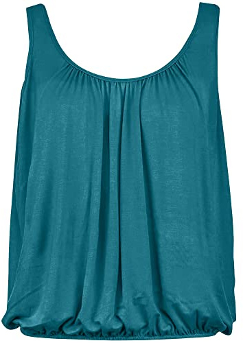 Love My Fashions® Women’s Vest Top Sleeveless Round Scoop Neck Tank Bubble Hem Straps Summer Vest Tops for Women UK Teal
