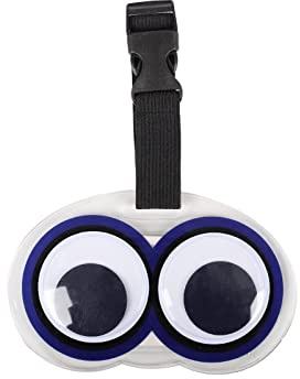 Yeux Étiquettes de bagages – 1 lot d'étiquettes de bagage mignonnes uniques en PVC pour bagages de voyage, étiquettes d'identification de valises pour valises (bleu)