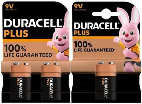 3X Duracell 9V Plus 6LR61/MN1604 Alcalina (1 Blister Da 2 Batterie +1 Blister Da 1 Batteria) 3 Pile