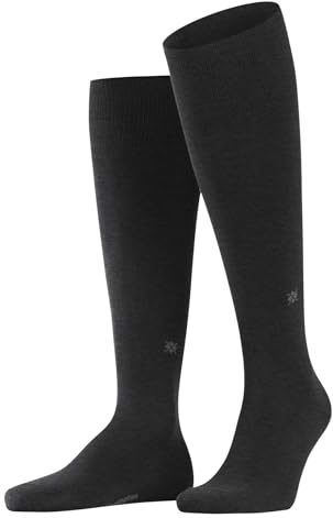Burlington Dublin M Kh cotone al ginocchio tinta unita 1 paire, Calzini lunghi Uomo, Grigio Anthracite Melange 3095, 40-46