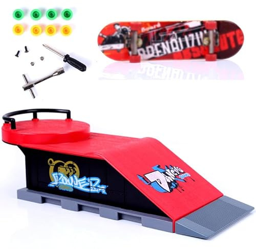 zalati Finger skateboard ramp set mini greppbrädeskit med verktyg för spel i alla åldrar och spelar fingerövning – ramper med skena