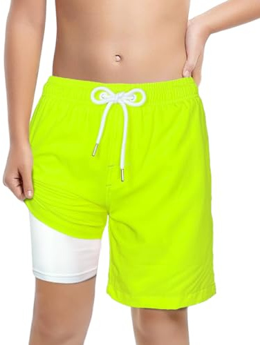 LUCOWEE Badbyxor för pojkar mjuka boxershorts fodrade utan skavning baddräkt badshorts sandlösa snabbtorkande UPF 50+ funktionell dragsko