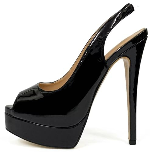 Chaussure Talons-Sandales Femmes-Élégante Escarpins Femmes-Stiletto-Plateforme-Sexy Talon Aiguille-Bout Rond Ouvert -Soirée-Fête-Luxe Mode-Bride Arrière 43-CHC-19