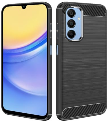 HSP Hülle für Samsung Galaxy A15 5G [Carbon Fiber] Handyhülle | Kohlefaser Premium TPU Silikon Case Schutzhülle | Kratzfest Stoßfest Fallschutz | Kameraschutz Displayschutz Passgenau | Schwarz