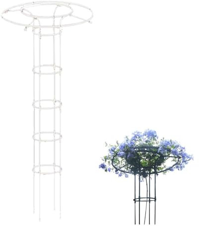 Treillis obélisque blanc pour plantes grimpantes - Antirouille - Parapluie vertical - Glycine - Tour de jardin pour plantes en pot, fleurs, légumes, vignes - Utilisation intérieure et extérieure - 90