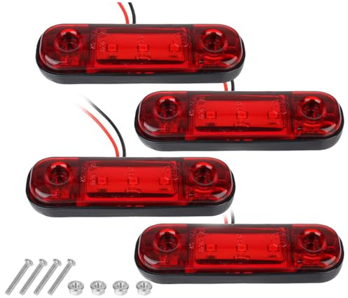 VEQENMOT - Luces Laterales 3 LED roja, 12 V-24 V, Intermitentes Laterales universales, Impermeables IP65, Luces de posición Delanteras y traseras para camión, Autocaravana, Caravana (Juego de 4)
