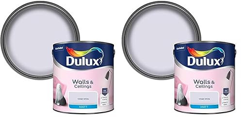 Dulux Matt Emulsion Paint For Walls And Ceilings - Violet White 2.5 Litres (Pack of 2)