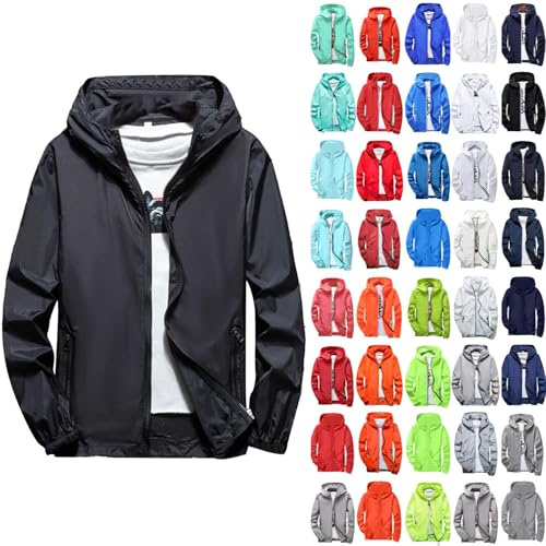 Schwarz Herren softshelljacke Outdoor Jacken Leicht Kapuzenjacke große größen Wanderjacke Mit Durchgehendem Reissverschluss Schnelltrocknend Allwetterjacke Reflektierende Motorradjacke Überjacke Weiß