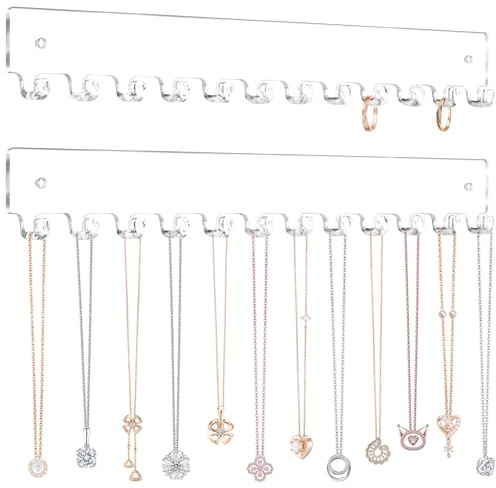 MOFASVIGI Acrylic Necklace Holder, Wall Mounted jewellery organiser