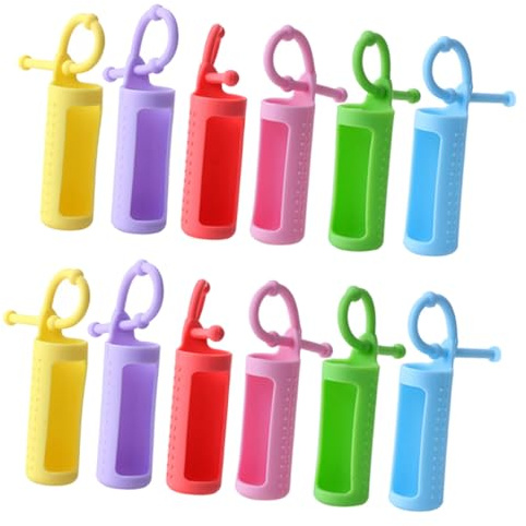 PACKOVE Copertura Protettiva in Silicone per Bottiglie di Olio Aromatico 12 Pezzi, Rivestimento Antiscivolo Flessibile Corda Resistente per Viaggi Pratici e Sicuri
