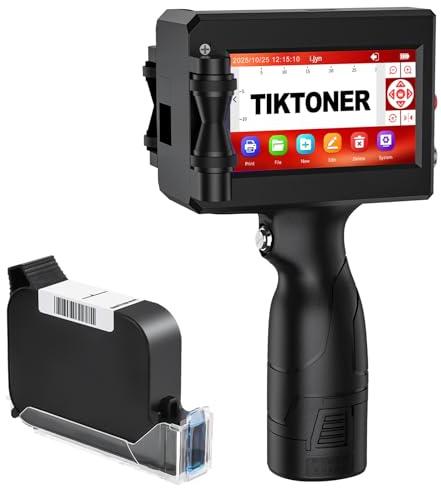 TIKTONER TIJ2510 Imprimante à Jet d'encre Portable avec Cartouche d'encre à Séchage Rapide, Machine de Codage à Jet d'encre Portable pour Texte Logo Date Numéro de Lot Code QR Barcode
